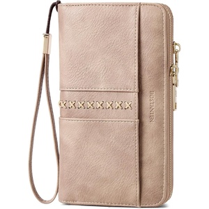 image:imageBOSTANTEN Wallets for Women Leather RFID Double Zipper Around Credit Card Holder Large Capacity Wristlet Clutch WalletSkin Tone