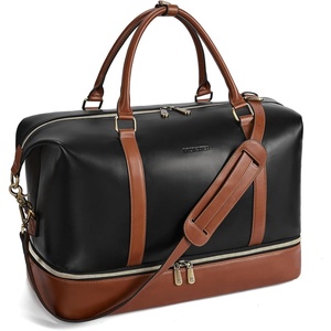 image:imageBOSTANTEN Weekender Bags for Women Leather Travel Duffle Bag Carry On Overnight Duffel with Shoe CompartmentABlackBrown