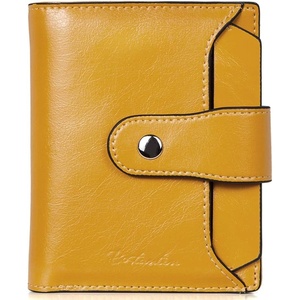 image:imageBOSTANTEN Women Leather Wallet RFID Blocking Bifold Zipper Pocket Wallet Card Case Purse with ID Window1yellow