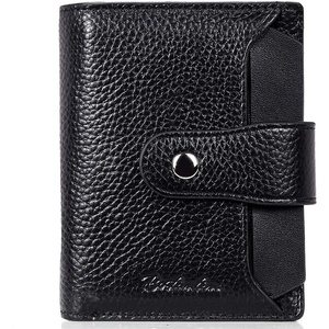 image:imageBOSTANTEN Women Leather Wallet RFID Blocking Bifold Zipper Pocket Wallet Card Case Purse with ID Window2black pebble