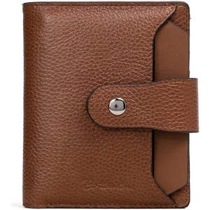 image:imageBOSTANTEN Women Leather Wallet RFID Blocking Bifold Zipper Pocket Wallet Card Case Purse with ID Window2brown pebble