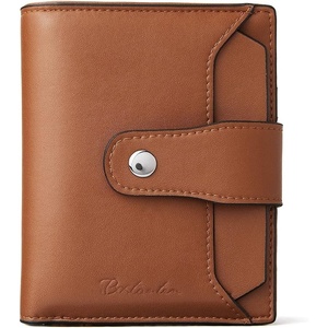 image:imageBOSTANTEN Women Leather Wallet RFID Blocking Bifold Zipper Pocket Wallet Card Case Purse with ID Window3Brown