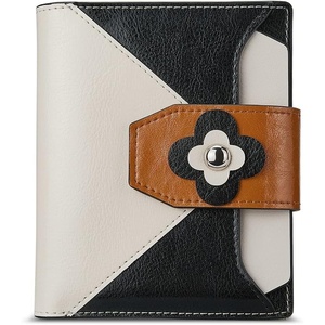image:imageBOSTANTEN Women Leather Wallet RFID Blocking Bifold Zipper Pocket Wallet Card Case Purse with ID WindowFloral Pattern Beige