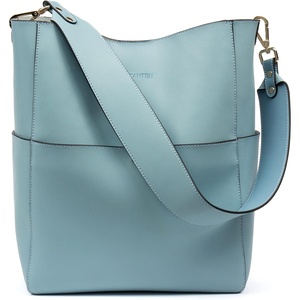 image:imageBOSTANTEN Womens Leather Designer Handbags Tote Purses Shoulder Bucket BagsA02blue