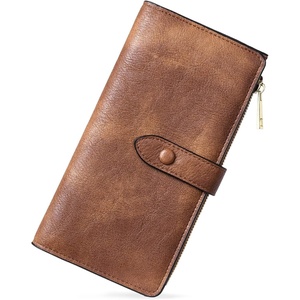 image:imageBOSTANTEN Womens Leather Wallets RFID Blocking Large Capacity Credit Card Holder Phone Clutch Rose RedBVegan Brown