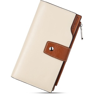 image:imageBOSTANTEN Womens Leather Wallets RFID Blocking Large Capacity Credit Card Holder Phone Clutch Rose RedCBrownBeige