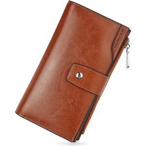 image:imageBOSTANTEN Womens Leather Wallets RFID Blocking Large Capacity Credit Card Holder Phone Clutch Rose RedCOrange Brown