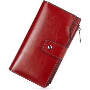 image:imageBOSTANTEN Womens Leather Wallets RFID Blocking Large Capacity Credit Card Holder Phone Clutch Rose RedCRose Red