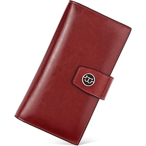 image:imageBOSTANTEN Womens Leather Wallets RFID Blocking Large Capacity Credit Card Holder Phone Clutch Rose RedDWine Red