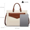 image:imageBOSTANTEN Briefcase for Women Laptop Tote 156 Inch Genuine Leather Handbag Work Bag BeigeAbeigebrown