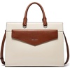 image:imageBOSTANTEN Briefcase for Women Laptop Tote 156 Inch Genuine Leather Handbag Work Bag BeigeAbeigebrown