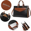image:imageBOSTANTEN Briefcase for Women Laptop Tote 156 Inch Genuine Leather Handbag Work Bag BeigeDblackbrown