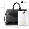 image:imageBOSTANTEN Briefcase for Women Laptop Tote 156 Inch Genuine Leather Handbag Work Bag BeigeFcrocodile Pattern Black