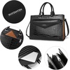 image:imageBOSTANTEN Briefcase for Women Laptop Tote 156 Inch Genuine Leather Handbag Work Bag BeigeFcrocodile Pattern Black