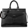 image:imageBOSTANTEN Briefcase for Women Laptop Tote 156 Inch Genuine Leather Handbag Work Bag BeigeFcrocodile Pattern Black