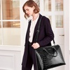 image:imageBOSTANTEN Briefcase for Women Leather 156 inch Laptop Shoulder Bag Office Work Crossbody HandbagEcrocodile Pattern Black