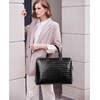 image:imageBOSTANTEN Briefcase for Women Leather 156 inch Laptop Shoulder Bag Office Work Crossbody HandbagEcrocodile Pattern Black