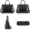 image:imageBOSTANTEN Briefcase for Women Leather 156 inch Laptop Shoulder Bag Office Work Crossbody HandbagEcrocodile Pattern Black