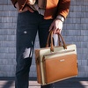 image:imageBOSTANTEN Briefcases for Men Messenger Bag Genuine Leather Laptop Bag 156 inch Office Work Tote for Buisness TravelCbrownbeige