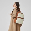 image:imageBOSTANTEN Genuine Leather 156 inch Laptop Backpack Purse for Women College Casual Backpack Travel Bag1dbeige With Brown