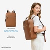 image:imageBOSTANTEN Leather Backpack 156 inch Laptop Bag Travel Casual Computer Backpack College Business Work Shoulder Bags with Trolley Sleeve for Women Men BrownBrown