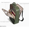 image:imageBOSTANTEN Leather Backpack 156 inch Laptop Bag Travel Casual Computer Backpack College Business Work Shoulder Bags with Trolley Sleeve for Women Men BrownOlive Green