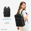 image:imageBOSTANTEN Leather Backpack 156 inch Laptop Bag Travel Casual Computer Backpack College Business Work Shoulder Bags with Trolley Sleeve for Women Men BrownBlack