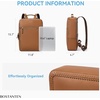 image:imageBOSTANTEN Leather Backpack 156 inch Laptop Bag Travel Casual Computer Backpack College Business Work Shoulder Bags with Trolley Sleeve for Women Men BrownBrown