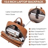 image:imageBOSTANTEN Leather Backpack for Women 156 inch Laptop Backpack Purse Casual Business Travel Computer Shoulder Bags with Trolley Sleeve Brown