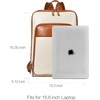 image:imageBOSTANTEN Leather Laptop Backpack for Women 156 inch Computer Bag Travel Work Daypack1beigebrown