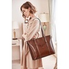 image:imageBOSTANTEN Leather Laptop Bag Work Tote for Women Shoulder Handbag Briefcase 156 inch Satchel Computer BagBcoffee