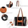 image:imageBOSTANTEN Leather Laptop Bag Work Tote for Women Shoulder Handbag Briefcase 156 inch Satchel Computer BagDblackbrown