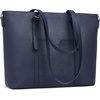 image:imageBOSTANTEN Leather Laptop Bag Work Tote for Women Shoulder Handbag Briefcase 156 inch Satchel Computer BagJcross Pattern Blue