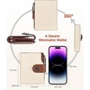 image:imageBOSTANTEN Leather Wallets for Women RFID Blocking Zipper Pocket Small Bifold Wallet Card Case Wine Red1Beige