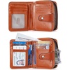image:imageBOSTANTEN Leather Wallets for Women RFID Blocking Zipper Pocket Small Bifold Wallet Card Case Wine Red3abrownoil Wax