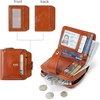 image:imageBOSTANTEN Leather Wallets for Women RFID Blocking Zipper Pocket Small Bifold Wallet Card Case Wine Red3abrownoil Wax