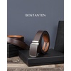 image:imageBOSTANTEN Mens Belt Leather Ratchet Belt For Men Dress and Casual with Adjustable Buckle Trim to FitWoven Pattern  Brown