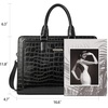 image:imageBOSTANTEN Women Genuine Leather Briefcase Tote Business Vintage Handbag 156 Laptop Shoulder Bag BrownAcrocodile Pattern Black