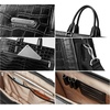 image:imageBOSTANTEN Women Genuine Leather Briefcase Tote Business Vintage Handbag 156 Laptop Shoulder Bag BrownAcrocodile Pattern Black