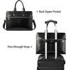 image:imageBOSTANTEN Women Genuine Leather Briefcase Tote Business Vintage Handbag 156 Laptop Shoulder Bag BrownAcrocodile Pattern Black