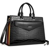 image:imageBOSTANTEN Briefcase for Women Laptop Tote 156 Inch Genuine Leather Handbag Work Bag BeigeFcrocodile Pattern Black