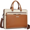 image:imageBOSTANTEN Briefcases for Men Messenger Bag Genuine Leather Laptop Bag 156 inch Office Work Tote for Buisness TravelCbrownbeige
