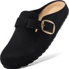image:imageBOSTANTEN Clogs for Women Wide Width Comfortable Suede Mules with Soft Footbed and Arch Support Cute Slip On Potato ShoesBlack