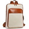 image:imageBOSTANTEN Leather Laptop Backpack for Women 156 inch Computer Bag Travel Work Daypack1beigebrown