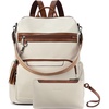image:imageBOSTANTEN Leather Laptop Backpack for Women Designer Travel Backpack with Laptop Compartment Ladies Computer Shoulder Bags BlackBeigeBrownBeigebrown