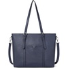 image:imageBOSTANTEN Leather Laptop Bag Work Tote for Women Shoulder Handbag Briefcase 156 inch Satchel Computer BagJcross Pattern Blue