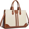 image:imageBOSTANTEN Leather Laptop Briefcase for Women Shoulder Bag 156 Inch Business Computer Work ToteBbeige