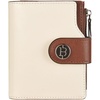 image:imageBOSTANTEN Leather Wallets for Women RFID Blocking Zipper Pocket Small Bifold Wallet Card Case Wine Red1Beige