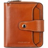 image:imageBOSTANTEN Leather Wallets for Women RFID Blocking Zipper Pocket Small Bifold Wallet Card Case Wine Red3abrownoil Wax