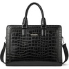 image:imageBOSTANTEN Women Genuine Leather Briefcase Tote Business Vintage Handbag 156 Laptop Shoulder Bag BrownAcrocodile Pattern Black